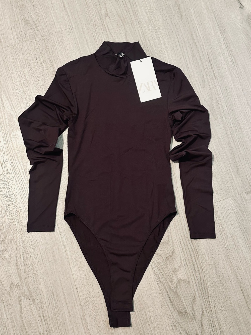 NWT Zara brown/burgundy long sleeve bodysuit in size XS-S